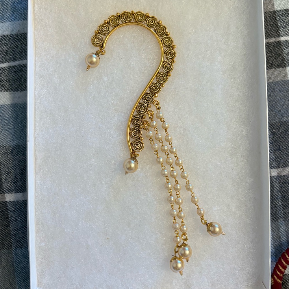 Gold Tone and Pearl Ear Cuff